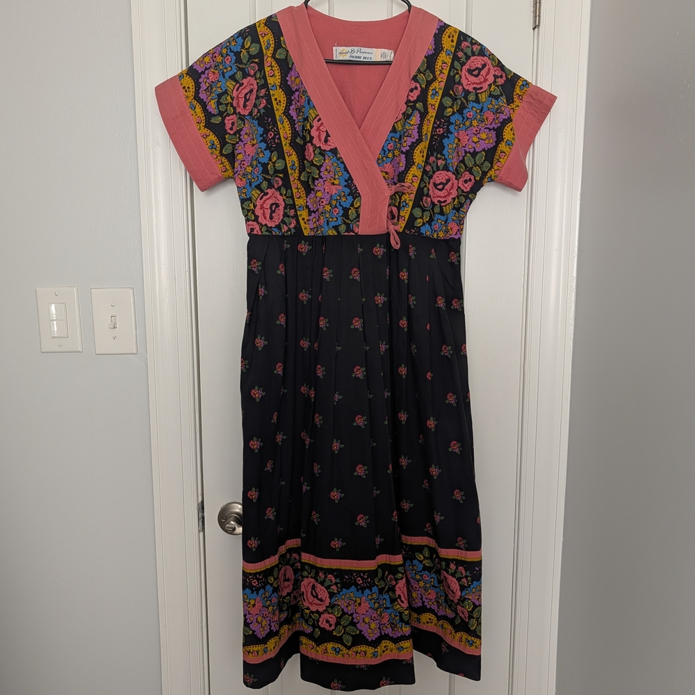 Le Provence Pierre Deux Vintage V-Neck Maxi Dress